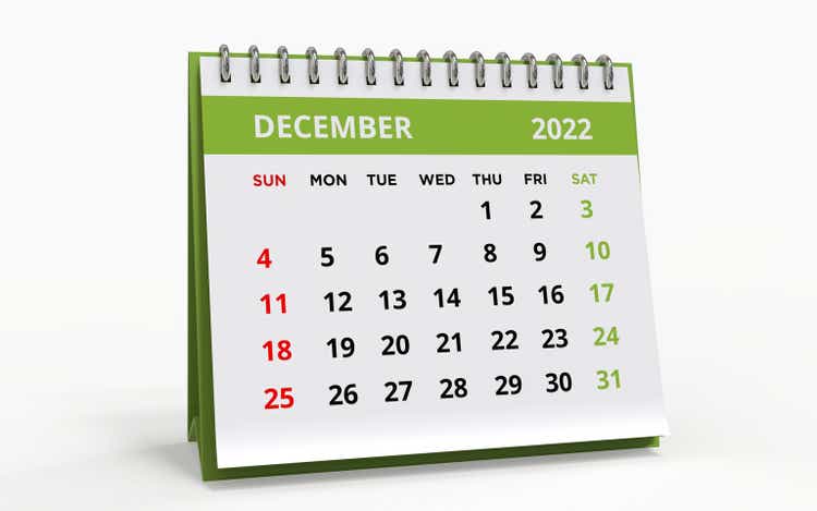 Standing Desk Calendar December 2022 green