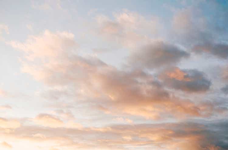 fluffy clouds at sunset