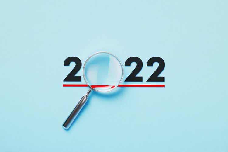 Magnifier Forming 2022 On Blue Background