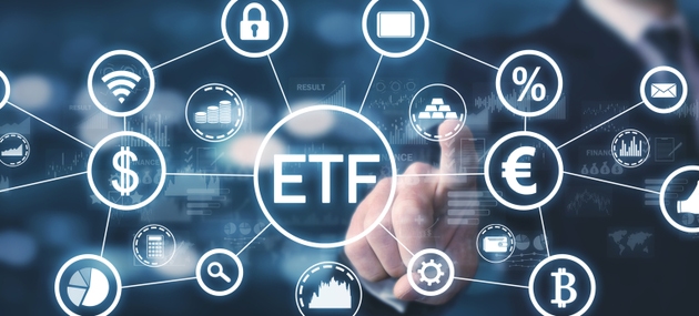ETF-Exchange Traded Fund. Stock market trading. Finance