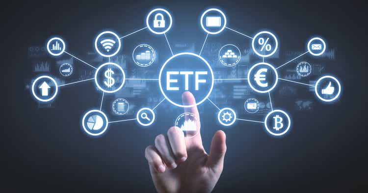 ETF-Exchange Traded Fund. Stock market trading. Finance