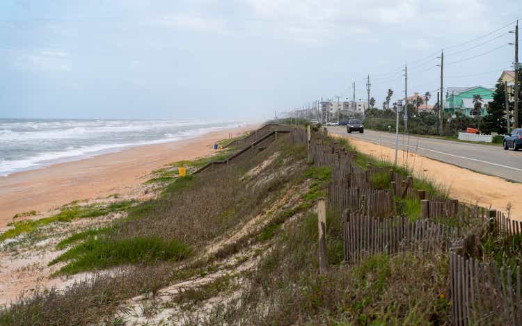 Highway along the Atlantic Ocean shore in North Florida