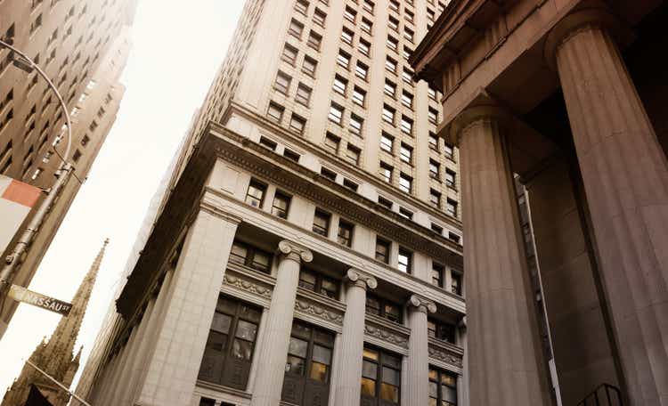 Corporate finance buildings, Wall Street.