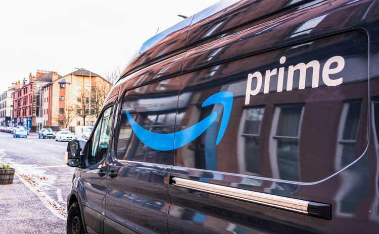 Amazon Prime delivery van on the road