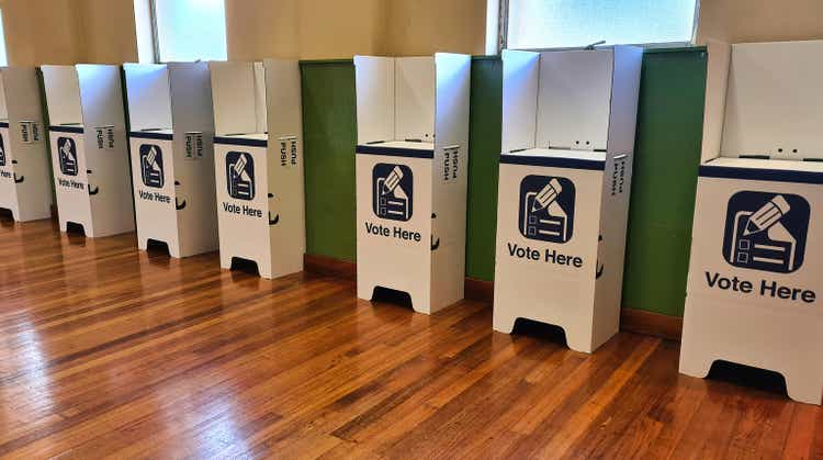 A Row of Voting Booths Ready for Election Day