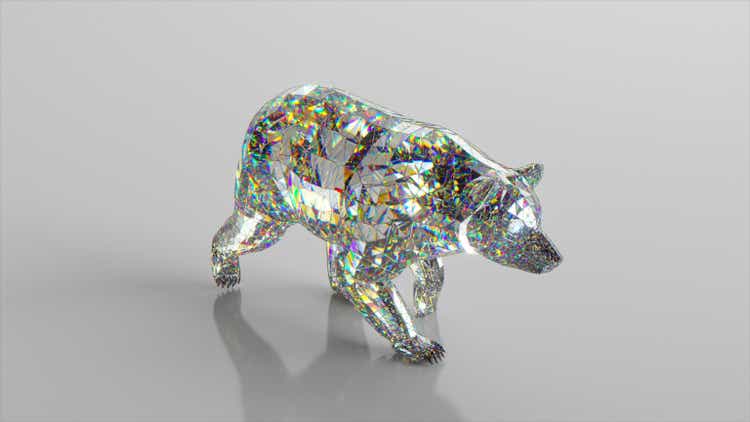 Diamond bear. The concept of nature and animals. Low poly. White color. 3d illustration