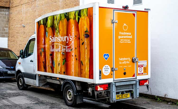 Sainsbury Home Delivery Van Parked Delivering Food