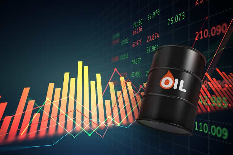 oil barrels with chart in the investment market data business 3d illustration