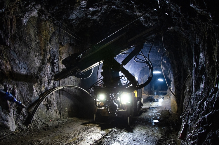 Jumbo Drill Posing at Underground Mine.