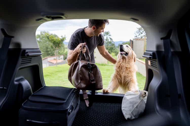 Man going on a road trip with his dog