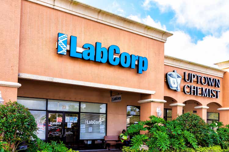 Laboratory Corporation of America Holdings LabCorp office in Florida with blue sign