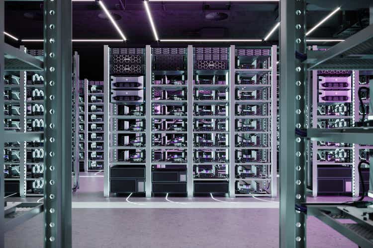 3d render of a server room data center