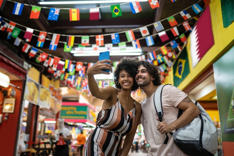 Tourists taking a selfie