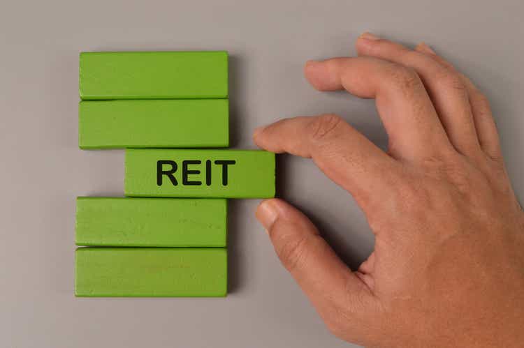 Hand picked wooden block written with REIT stands for Real Estate Investment Trust