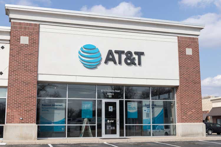 AT&T cell phone retail store. AT&T is spinning off its media assets to concentrate on cell phone, mobility and high speed internet.