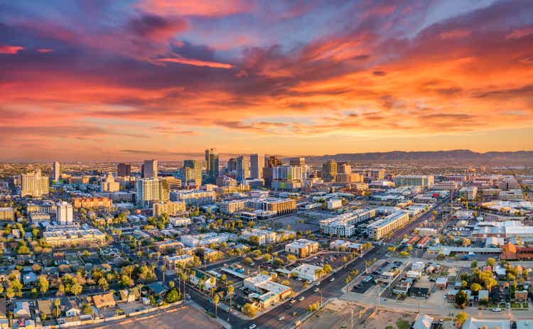 Phoenix, Arizona, Ee.UU. Centro aéreo skyline