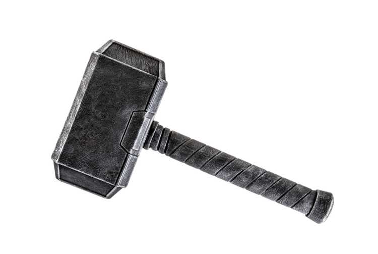 Thor hammer isolated on white background with clipping path