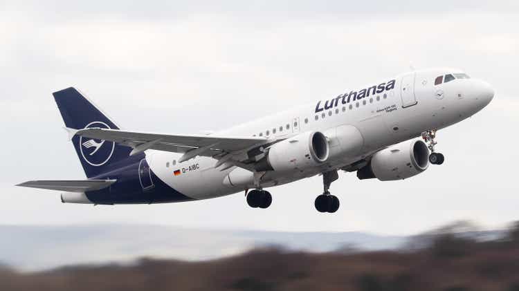 Lufthansa A319 at Manchester Airport.