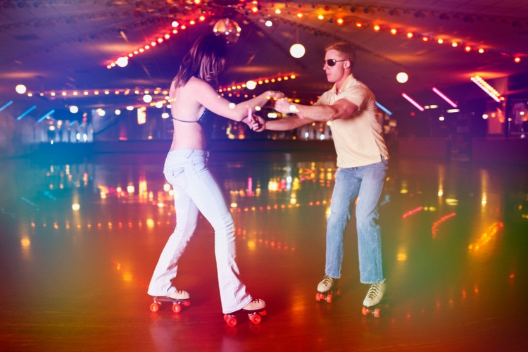 Retro Roller Skating Disco Couple