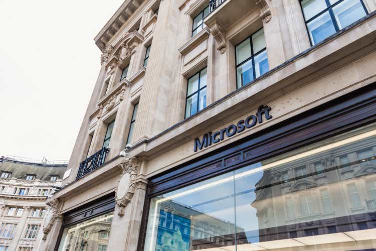 Exterior of Microsoft store in London, UK