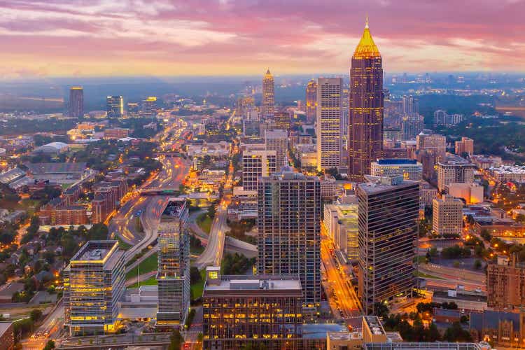 Downtown Atlanta center area skyline cityscape of USA