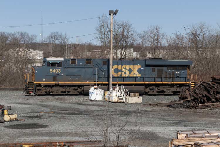 CSX Locomotive train. CSX Transportation operates a Class I railroad in the US.