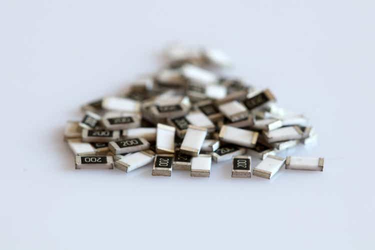 SMD resistors isolated on white background.