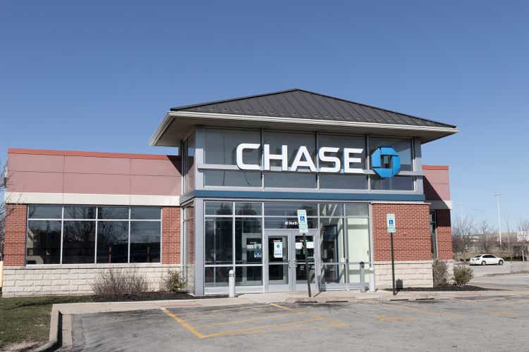 Chase Bank retail location. Chase is the consumer and commercial banking business of JPMorgan Chase.