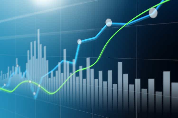 Stock exchange market graph analysis background