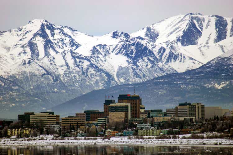 Downtown Anchorage, Alaska in winter