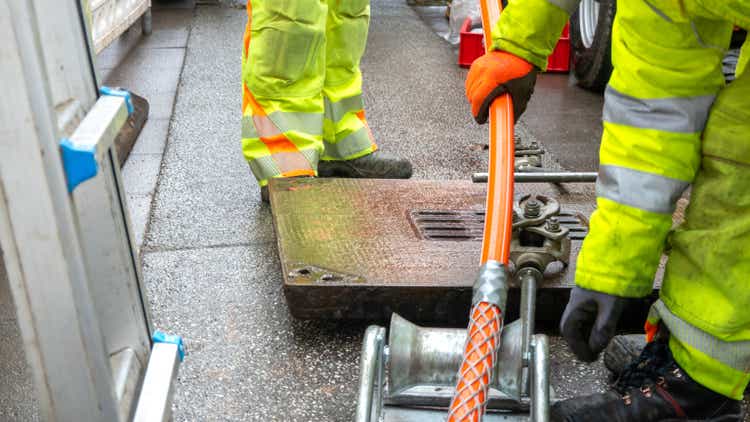 Internet cable laying on the outskirts