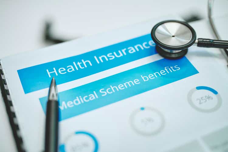 Shot of a health insurance document on a table in a hospital