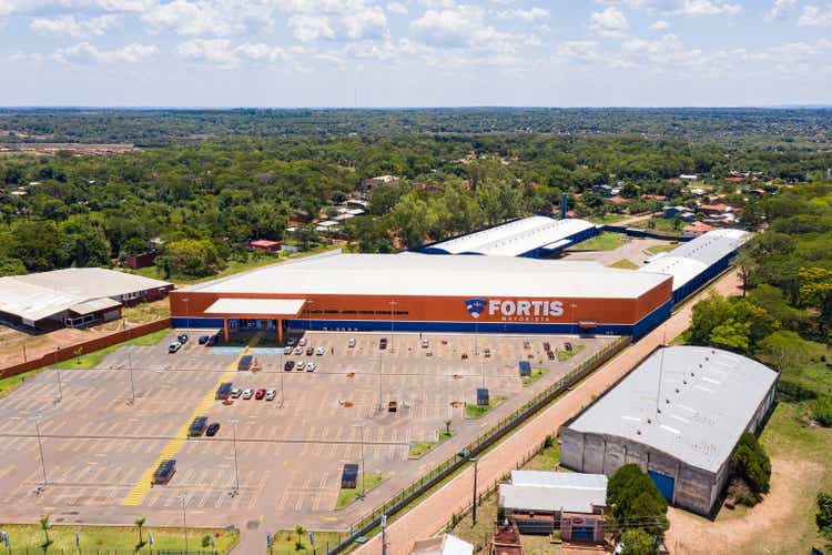 Aerial view of the newly opened Fortis market in Coronel Oviedo where Paraguayans can shop for cheap.