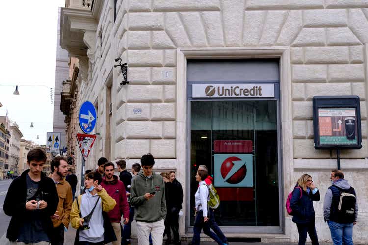 A branch of Unicredit bank in Rome, Italy