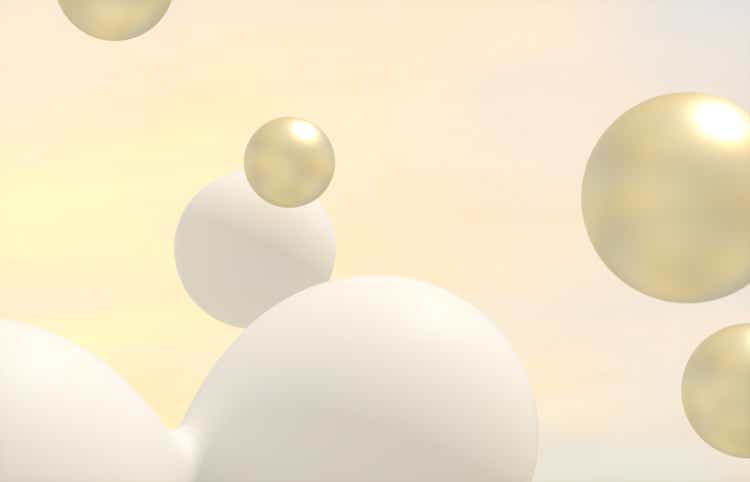 Beauty fashion background with floating white sphere for cosmetic product display.