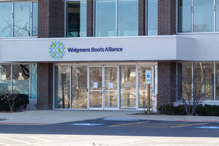 The entrance to Walgreens Boots Alliance headquarters in Deerfield, Illinois, USA.