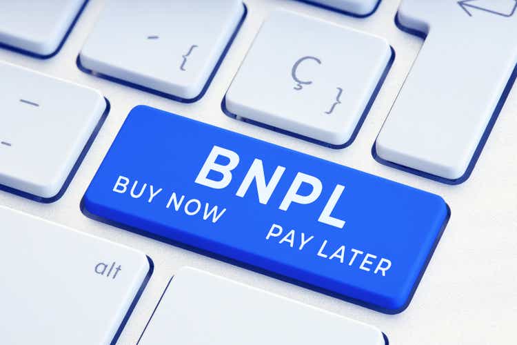 BNPL or buy now pay later message on computer Keyboard Key