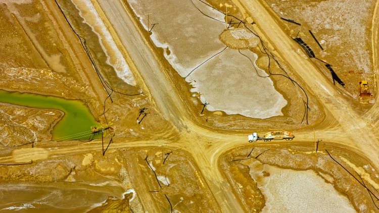 Truck driving on Lithium mine