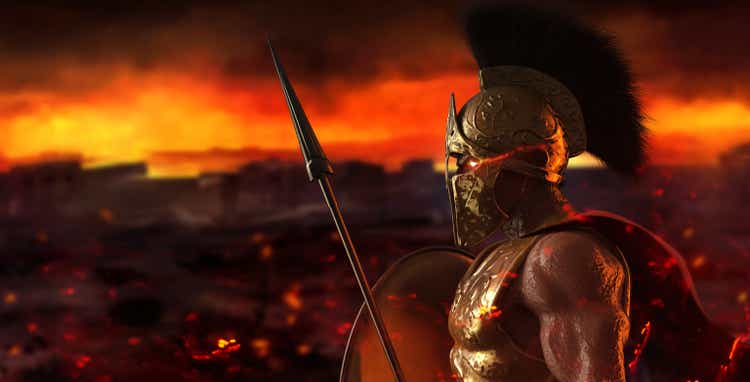 3d render illustration of spartan demigod.