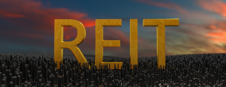 Concept image of Business Acronym REIT as Real Estate Investment Trust. 3d rendering