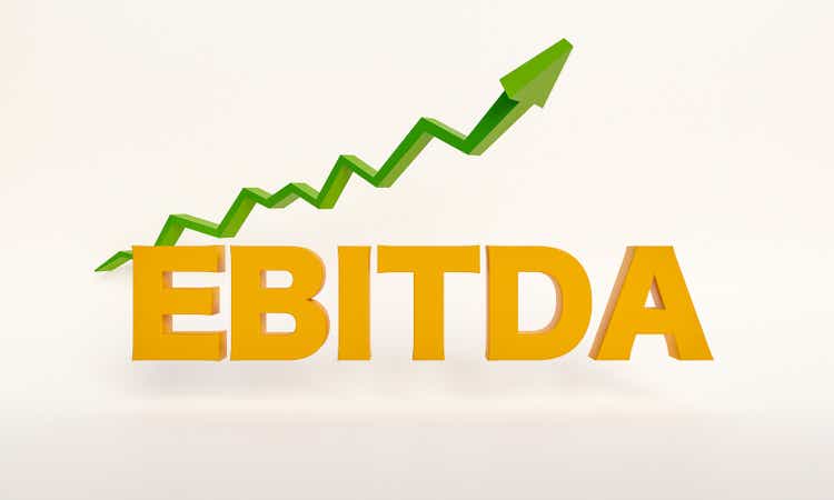 EBITDA (Earnings Before Interest, Taxes, Depreciation, and Amortization) and a green rising chart