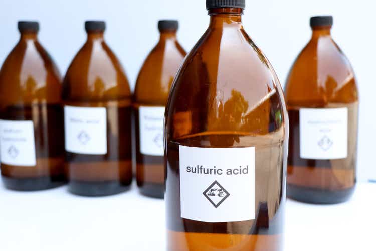 sulfuric acid in bottle, chemical in the laboratory