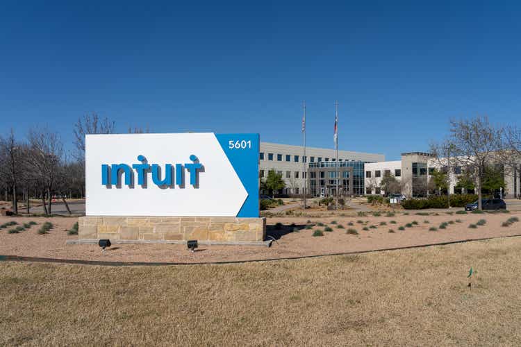 Intuit office building in Plano, Texas, USA.