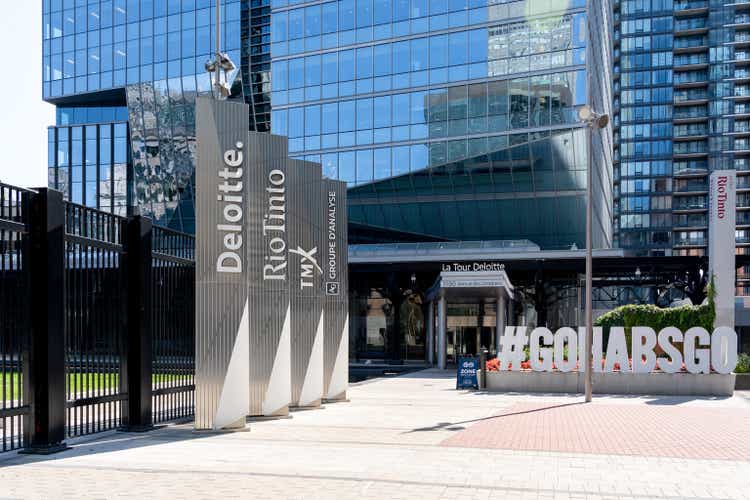 The Company signs Deloitte, RioTinto, Tmx and Groupe d"analyse in front of Deloitte Tower in Montreal, QC, Canada.