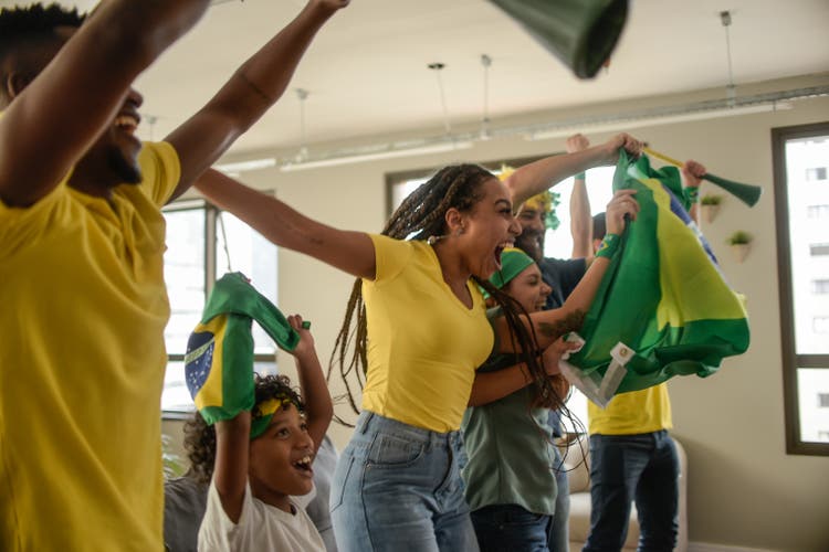 Brazil fans celebrating goal