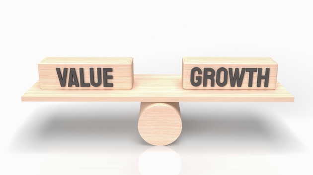 The word value and growth on wood for business concept 3d rendering