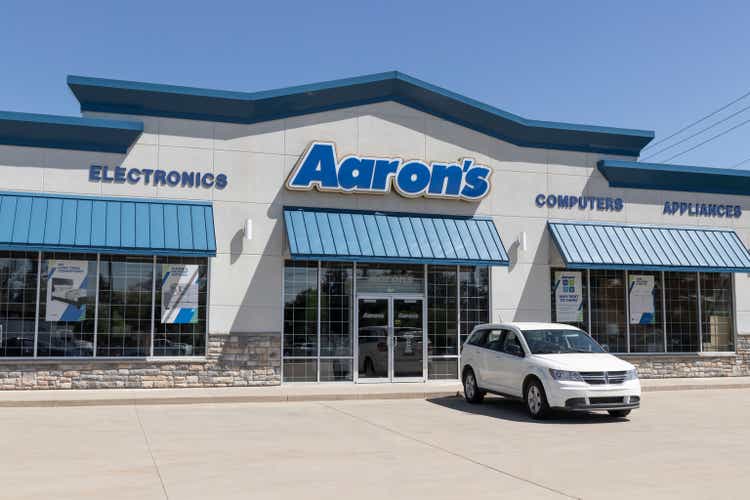 Aaron"s Rent to Own retail store. Aaron"s allows people to rent electronics and furniture with an option to purchase.