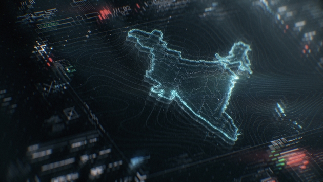 Map of India infographics on digital screen