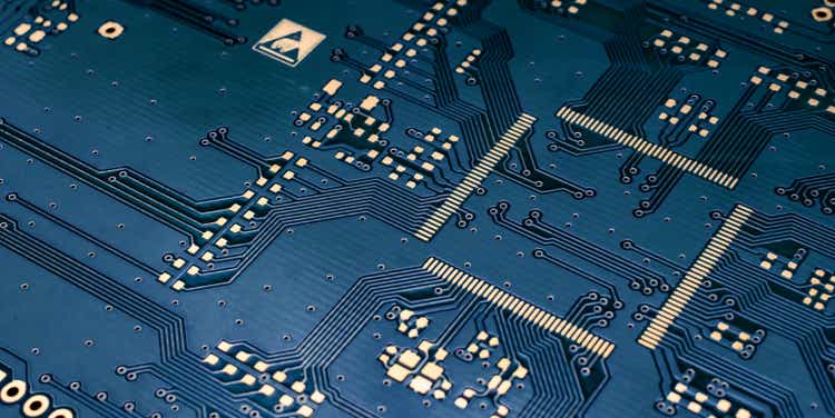 gold-plated micrichip blue printed circuit