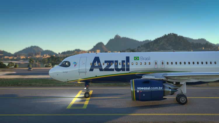 Airbus A320 Azul Airlines prepare to departure from Rio de Janeiro, 22 May, 2022, Rio de Janeiro, Brazil.